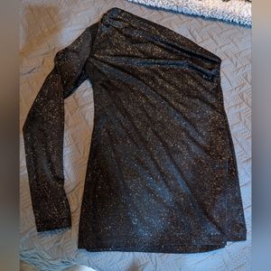 Size small, one shoulder, black, dressy top.